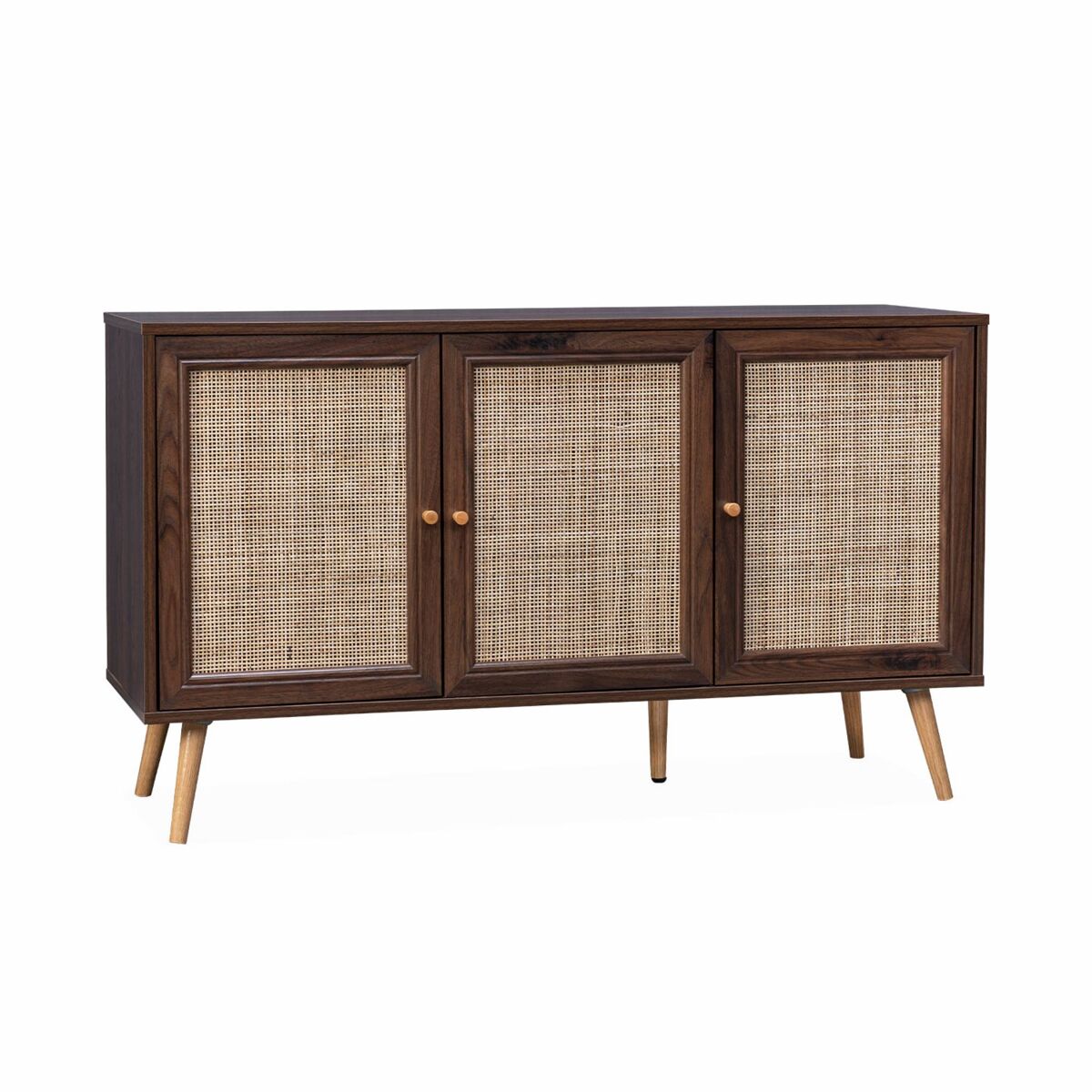 Aparador 3 puertas de caña, 120cm 120 Marrón