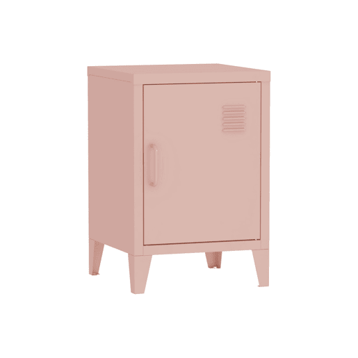 Mesa de cabeceira industrial 1 porta, Soho, Rosa, 38x38x57 cm
