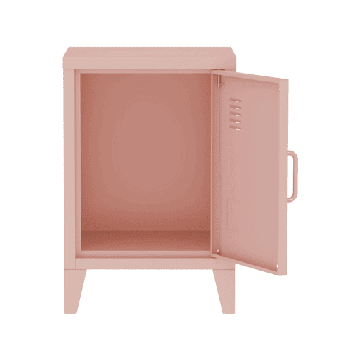 Mesa de cabeceira industrial 1 porta, Soho, Rosa, 38x38x57 cm