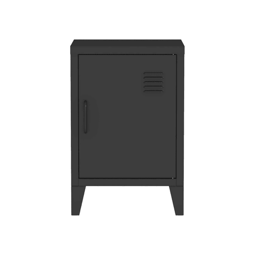 Mesa de cabeceira industrial 1 porta, Soho, Preto, 38x38x57 cm
