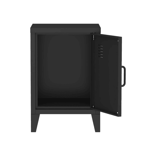 Mesa de cabeceira industrial 1 porta, Soho, Preto, 38x38x57 cm