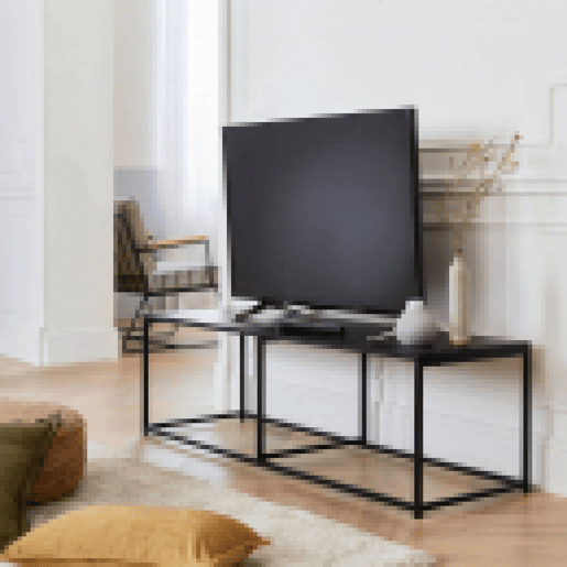 Móvel de TV em metal com barra de reforço, 140cm, Industrielle, Preto, 140x40x40 cm