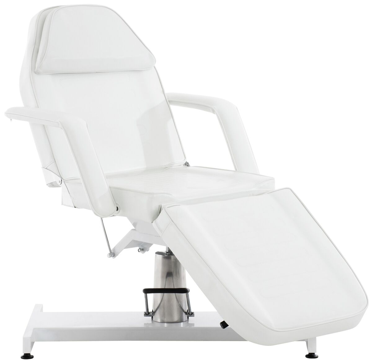 Camilla de estética hidráulica v2 tapizada en cuero sintético simil cuero blanco 185x64x125 cm