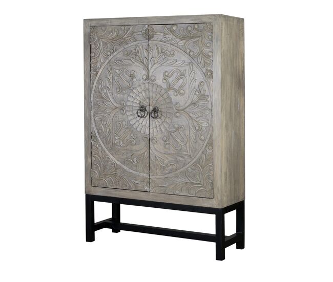 Armario madera mango y patas metal en gris envejecido 180x116x42