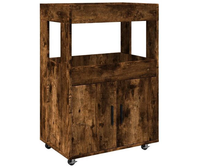 Vidaxl carrito de bar madera de ingeniería roble ahumado 60x39,5x89 cm