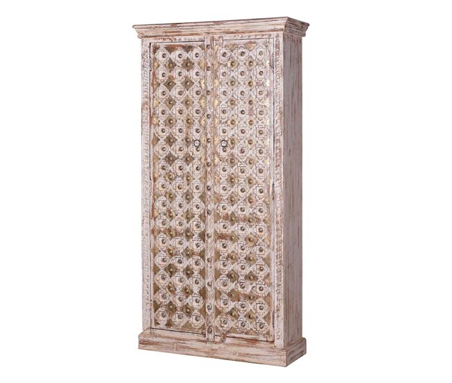Armario madera de mango y detalles en marfil color envejecido 180x90x40