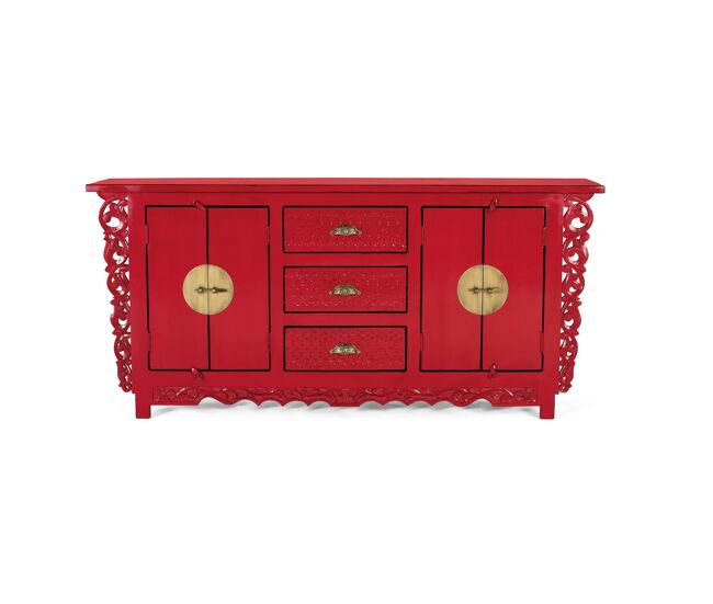 Aparador con 2 puertas y 3 cajones en madera de mango 84x180x40