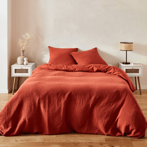 Mesa de cabeceira com efeito de madeira e cana, set de 2, Boheme, Branco sujo, 39x39x55.4 cm