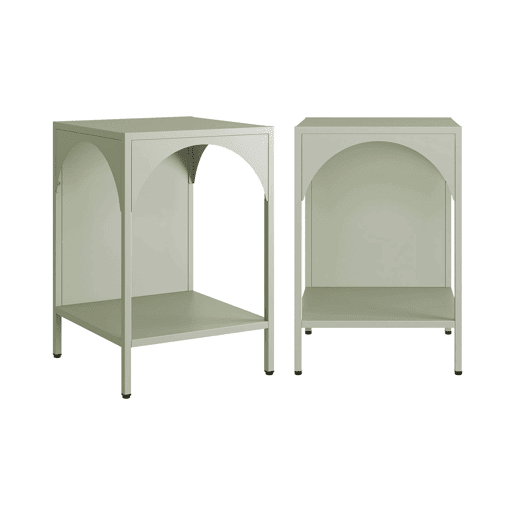 Mesa de cabeceira industrial, set de 2, Soho, Verde claro, 35x35x52 cm
