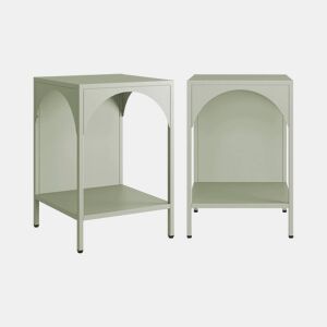 Mesa de cabeceira industrial, set de 2, Soho, Verde claro, 35x35x52 cm