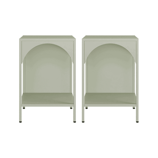 Mesa de cabeceira industrial, set de 2, Soho, Verde claro, 35x35x52 cm