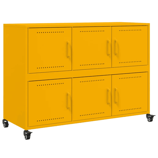 vidaXL Aparador 100,5x39x72 cm aço amarelo mostarda