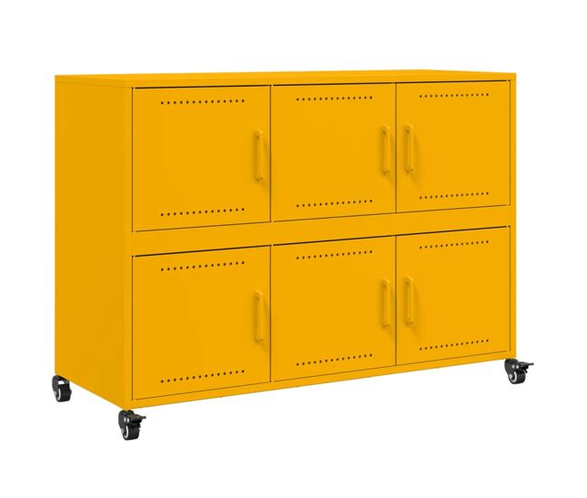 Vidaxl aparador de acero amarillo mostaza 100,5x39x72 cm