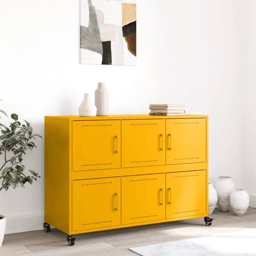 vidaXL Aparador 100,5x39x72 cm aço amarelo mostarda