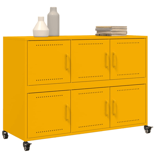 vidaXL Aparador 100,5x39x72 cm aço amarelo mostarda