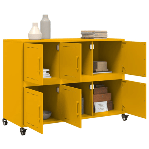 vidaXL Aparador 100,5x39x72 cm aço amarelo mostarda