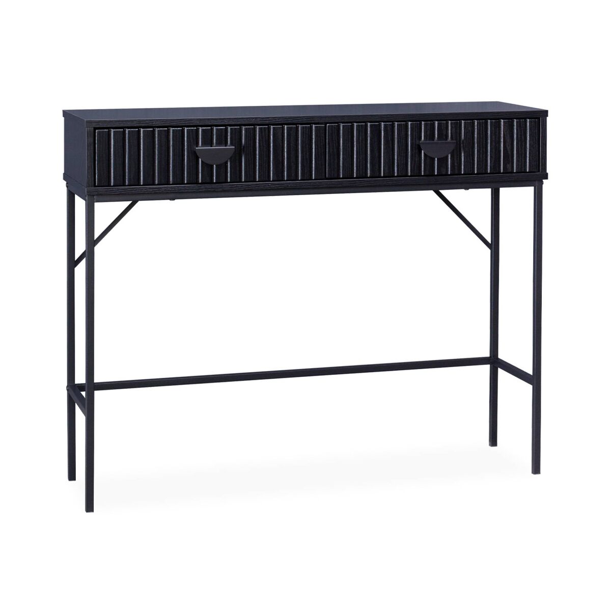 Consola con efecto madera estriada negra, 100cm negro - 100x29x79.5 cm