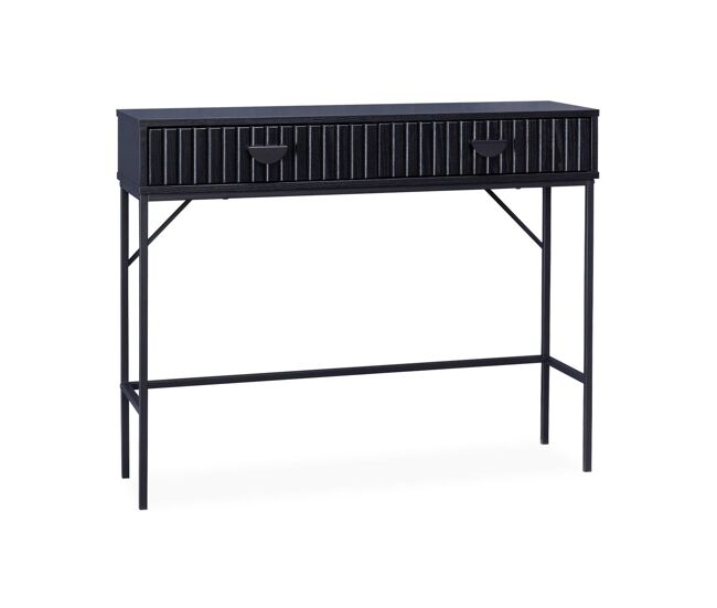 Consola con efecto madera estriada negra, 100cm negro - 100x29x79.5 cm