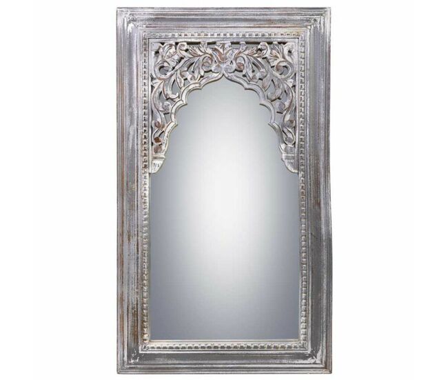 Espejo de pared alexandra house living blanco madera de mango 5 x 107 x 60 cm