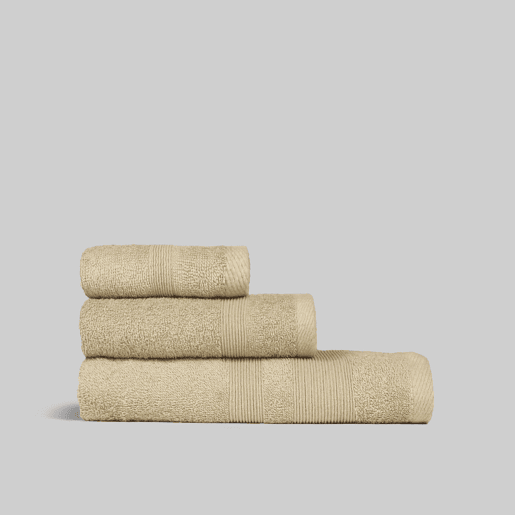 Pack de 3 Toalhas Bege (30x50cm, 50x100cm y 70x140cm) Donegal Collections.