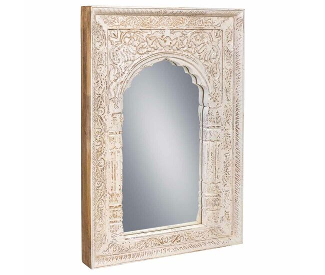 Espejo de pared alexandra house living crema madera de mango 6 x 60 x 87 cm