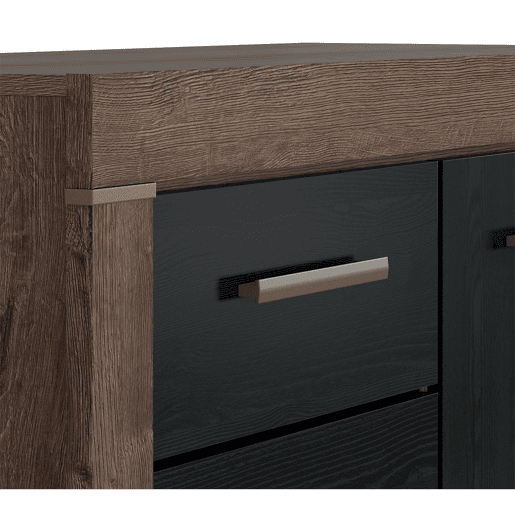 Aparador Adam 1 porta 3 gavetas Madeira e Preto