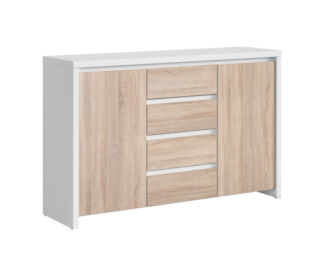 Bufé 2 puertas 4 cajones soren blanco y madera