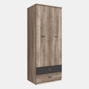 Roupeiro 2 portas 2 gavetas Abel Madeira e Cinzento
