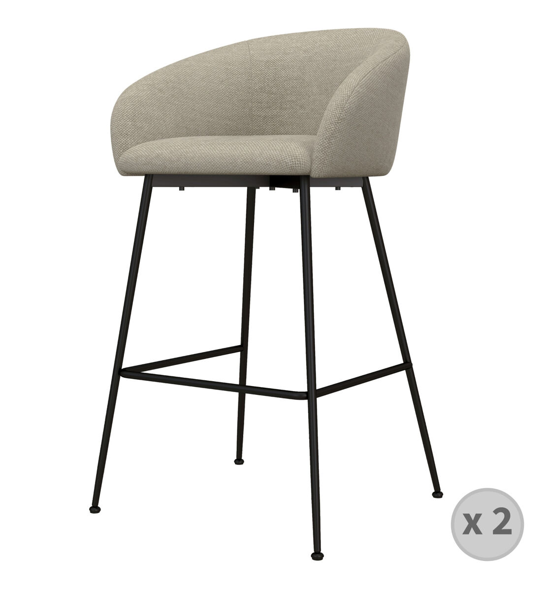 Silla de bar de tela beige (x2)