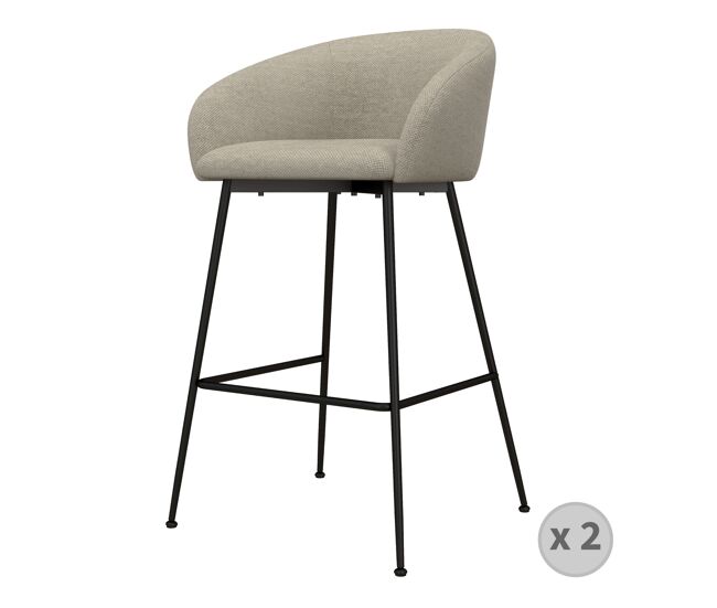 Silla de bar de tela beige (x2)