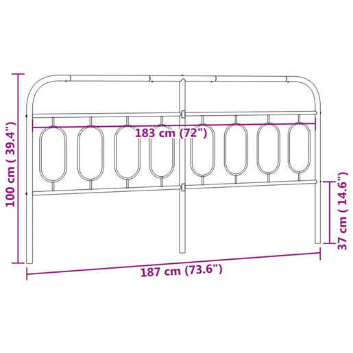 vidaXL Cabeceira de cama 183 cm metal branco