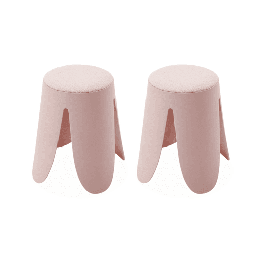 Bancos empilháveis, tecido felpudo texturado, set de 2, Niki, Rosa, 44x30x46 cm