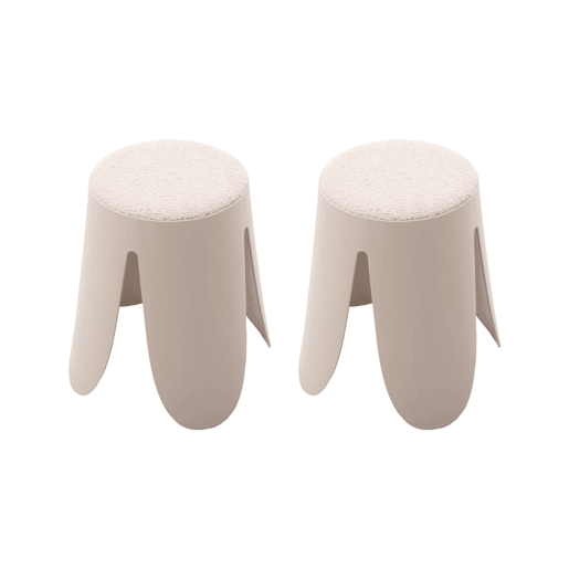 Bancos empilháveis, tecido felpudo texturado, set de 2, Niki, Beige, 44x30x46 cm