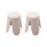 Bancos empilháveis, tecido felpudo texturado, set de 2, Niki, Beige, 44x30x46 cm