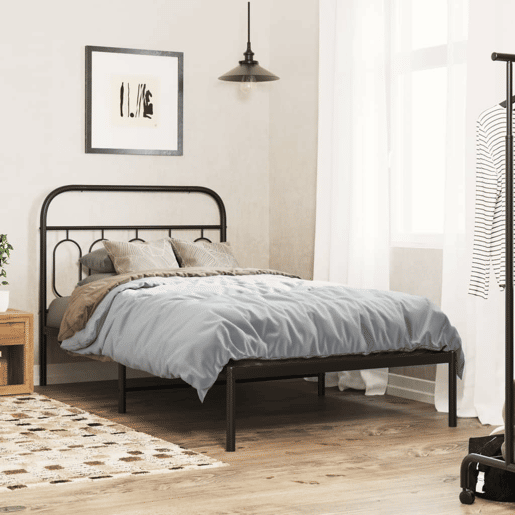 vidaXL Cabeceira de cama 107 cm metal preto