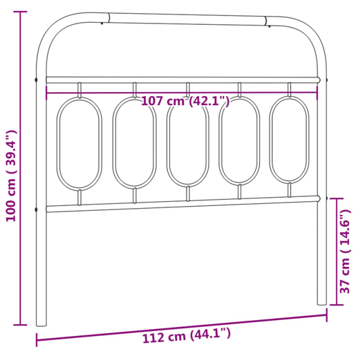 vidaXL Cabeceira de cama 107 cm metal preto