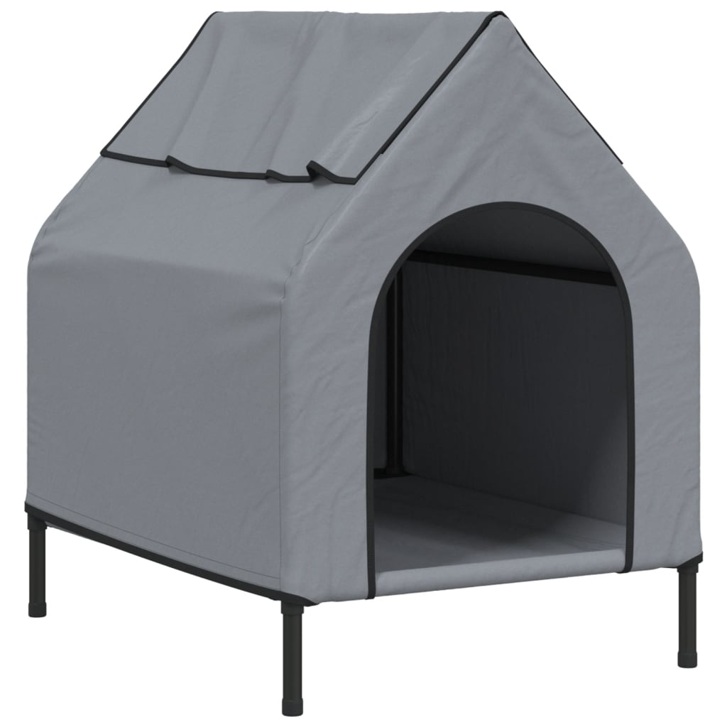 Vidaxl casa para perros tela oxford y acero gris claro