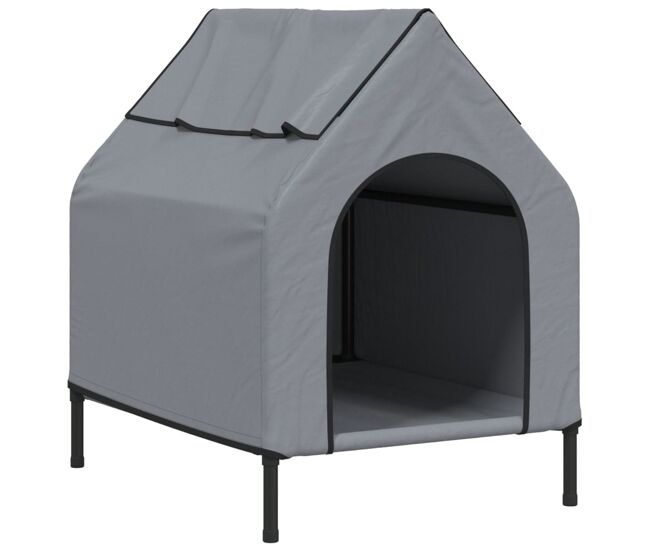 Vidaxl casa para perros tela oxford y acero gris claro