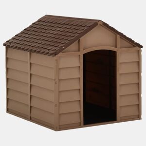 vidaXL Casota para cão 71x71,5x68 cm castanho PP