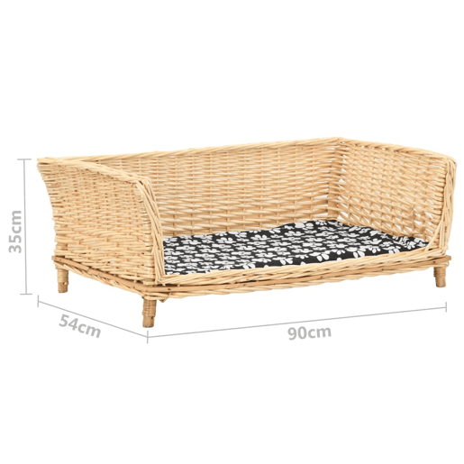 vidaXL Cesto para cães com almofadão 90x54x35 cm salgueiro genuíno vidaXL Cesto para cães com almofadão 90x54x35 cm salgueiro genuíno