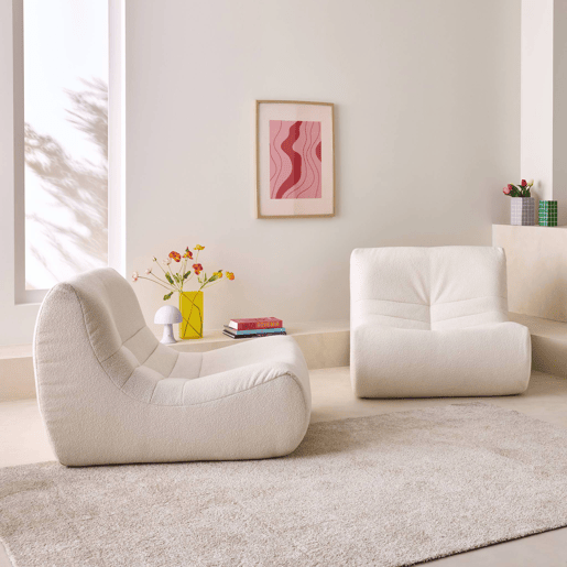 Sofá modular em boucle texturizado, 2 lugares, Sokol boucle, Branco, 91x105x72 cm Sofá modular em boucle texturizado, 2 lugares, Sokol boucle, Branco, 91x105x72 cm
