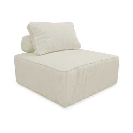 Módulo para sofá modular de veludo canelado, 1 lugar, Lao, Creme, 90x90x40 cm