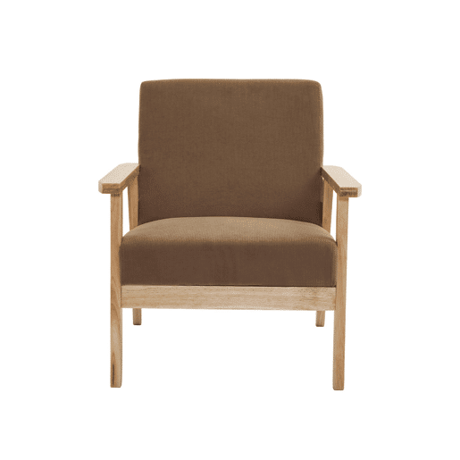 Cadeirão escandinavo em madeira e veludo cotelê, Isak veludo, Taupe, 64x69.5x73 cm