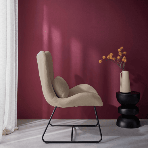 Cadeirão em tecido com almofada, Nina, Beige, 75x78x101 cm