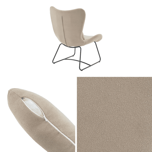 Cadeirão em tecido com almofada, Nina, Beige, 75x78x101 cm