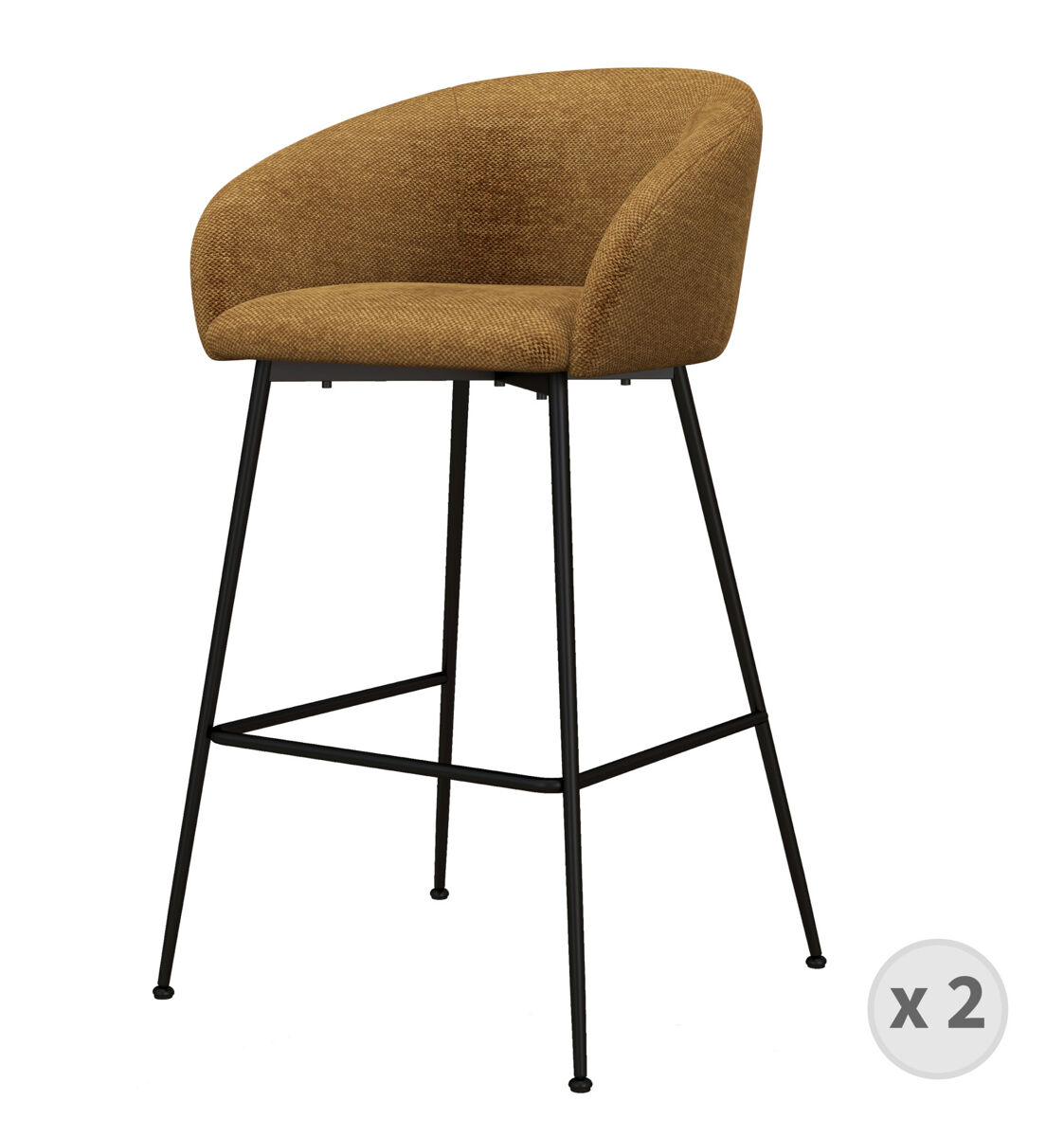 Silla de bar de tela mostaza (x2)