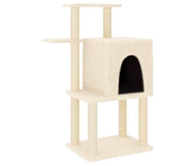 Vidaxl rascador para gatos con postes de sisal color crema 97 cm