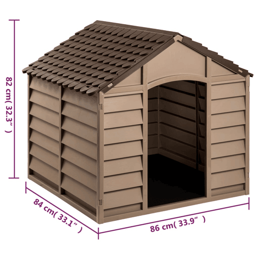 vidaXL Casota para cães 86x84x82 cm polipropileno castanho vidaXL Casota para cães 86x84x82 cm polipropileno castanho