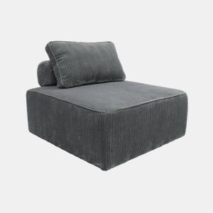 Módulo para sofá modular de veludo canelado, 1 lugar, Lao, Cinza escuro, 90x90x40 cm
