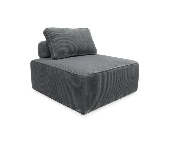 Módulo para sofá modular de pana, 1 plaza, lao, gris oscuro, 90x90x40 cm